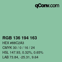 Color code: RGB 136 194 163 | qconv.com