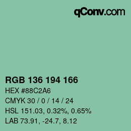 Color code: RGB 136 194 166 | qconv.com