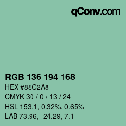 Color code: RGB 136 194 168 | qconv.com