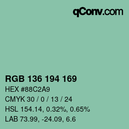 Color code: RGB 136 194 169 | qconv.com