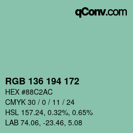 Color code: RGB 136 194 172 | qconv.com