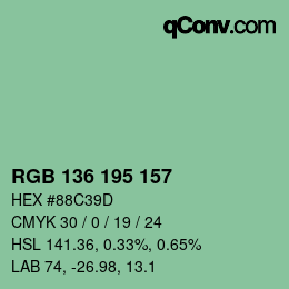 Color code: RGB 136 195 157 | qconv.com