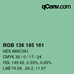 Color code: RGB 136 195 161 | qconv.com