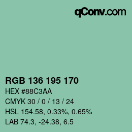 Color code: RGB 136 195 170 | qconv.com