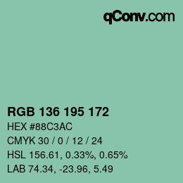Color code: RGB 136 195 172 | qconv.com