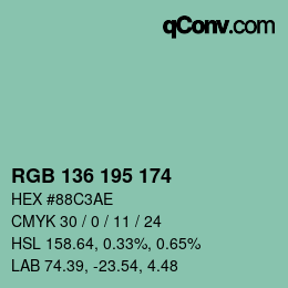 Color code: RGB 136 195 174 | qconv.com