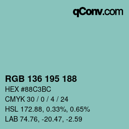 Color code: RGB 136 195 188 | qconv.com