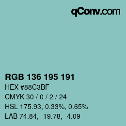 Color code: RGB 136 195 191 | qconv.com