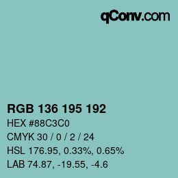 Color code: RGB 136 195 192 | qconv.com