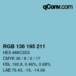 Color code: RGB 136 195 211 | qconv.com