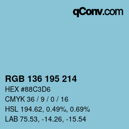 Color code: RGB 136 195 214 | qconv.com