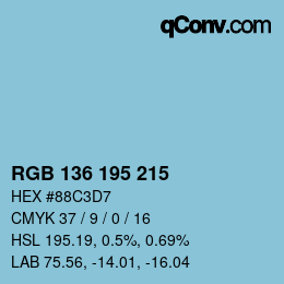 Color code: RGB 136 195 215 | qconv.com