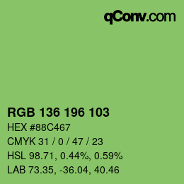 Color code: RGB 136 196 103 | qconv.com