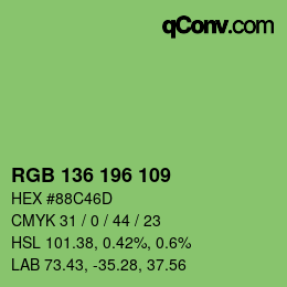 Color code: RGB 136 196 109 | qconv.com