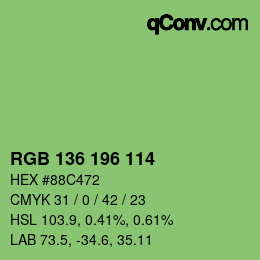 Color code: RGB 136 196 114 | qconv.com