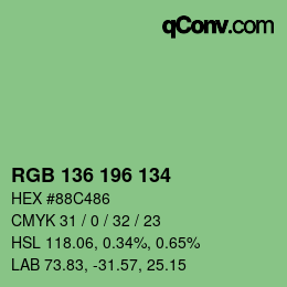 Color code: RGB 136 196 134 | qconv.com