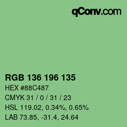 Color code: RGB 136 196 135 | qconv.com