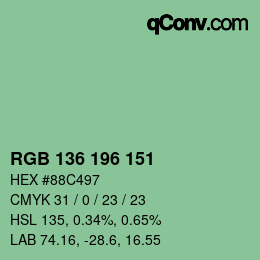 Color code: RGB 136 196 151 | qconv.com