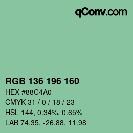Color code: RGB 136 196 160 | qconv.com