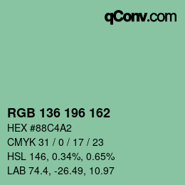 Farbcode: RGB 136 196 162 | qconv.com