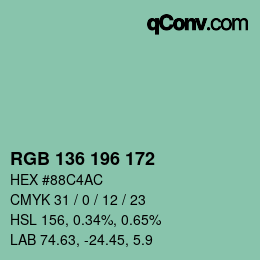Color code: RGB 136 196 172 | qconv.com