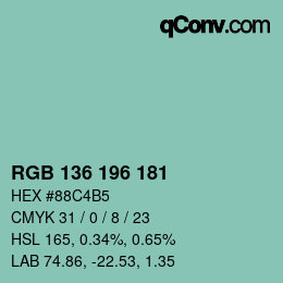 Color code: RGB 136 196 181 | qconv.com