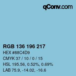 Color code: RGB 136 196 217 | qconv.com