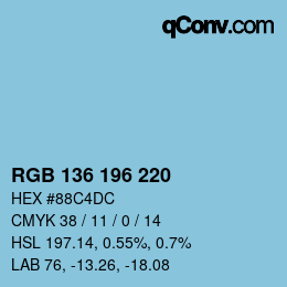 Color code: RGB 136 196 220 | qconv.com