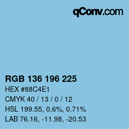 Color code: RGB 136 196 225 | qconv.com
