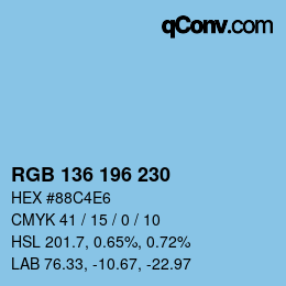 Color code: RGB 136 196 230 | qconv.com