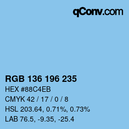 Color code: RGB 136 196 235 | qconv.com