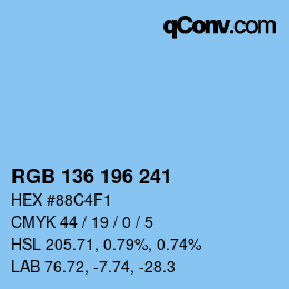 Color code: RGB 136 196 241 | qconv.com