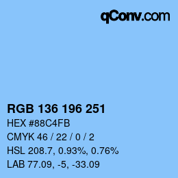 カラーコード: RGB 136 196 251 | qconv.com