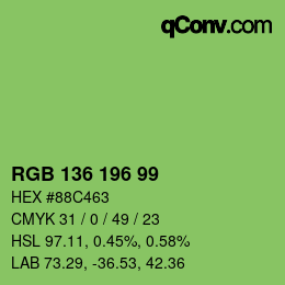 Color code: RGB 136 196 99 | qconv.com