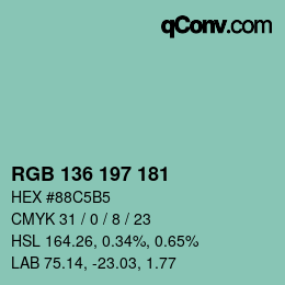 Color code: RGB 136 197 181 | qconv.com