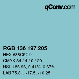 Color code: RGB 136 197 205 | qconv.com