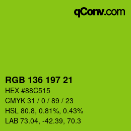 Color code: RGB 136 197 21 | qconv.com