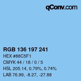 Color code: RGB 136 197 241 | qconv.com
