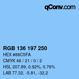 Color code: RGB 136 197 250 | qconv.com