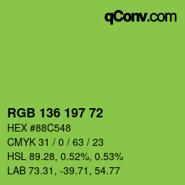 Color code: RGB 136 197 72 | qconv.com