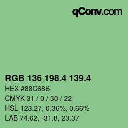 カラーコード: RGB 136 198.4 139.4 | qconv.com