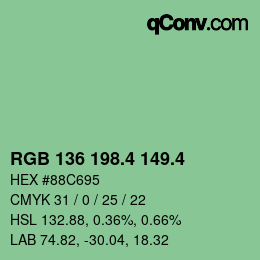 カラーコード: RGB 136 198.4 149.4 | qconv.com