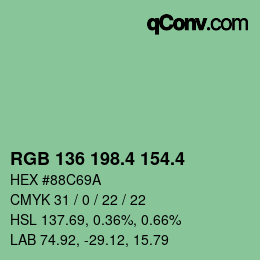 カラーコード: RGB 136 198.4 154.4 | qconv.com