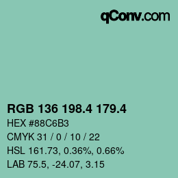 カラーコード: RGB 136 198.4 179.4 | qconv.com