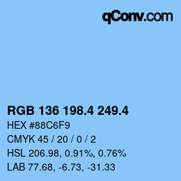 カラーコード: RGB 136 198.4 249.4 | qconv.com