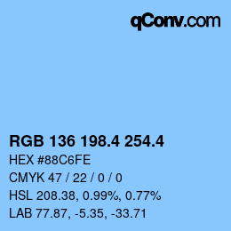 カラーコード: RGB 136 198.4 254.4 | qconv.com