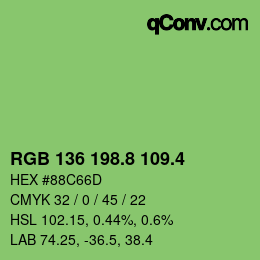 カラーコード: RGB 136 198.8 109.4 | qconv.com