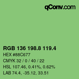 カラーコード: RGB 136 198.8 119.4 | qconv.com