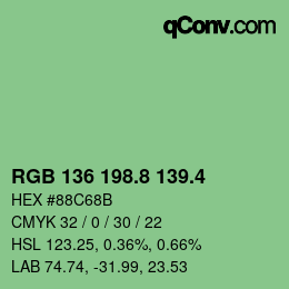 カラーコード: RGB 136 198.8 139.4 | qconv.com
