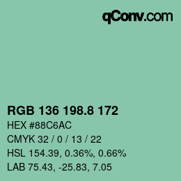 カラーコード: RGB 136 198.8 172 | qconv.com